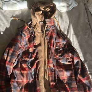 Men’s Checkered Pattern Flannel Overcoat